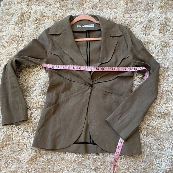 ZARA Linen Blend Blazer Size Medium - Picture 8 of 8